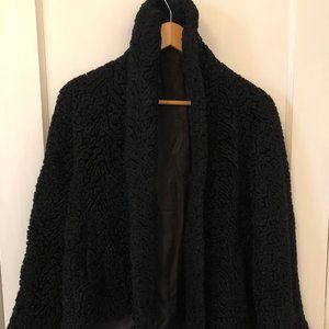 Vintage Black Boucle Cropped Swing Coat